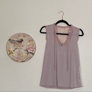 Express Women’s Pink Sleeveless Flowy Top Size Small Relaxed Fit Lace Detail